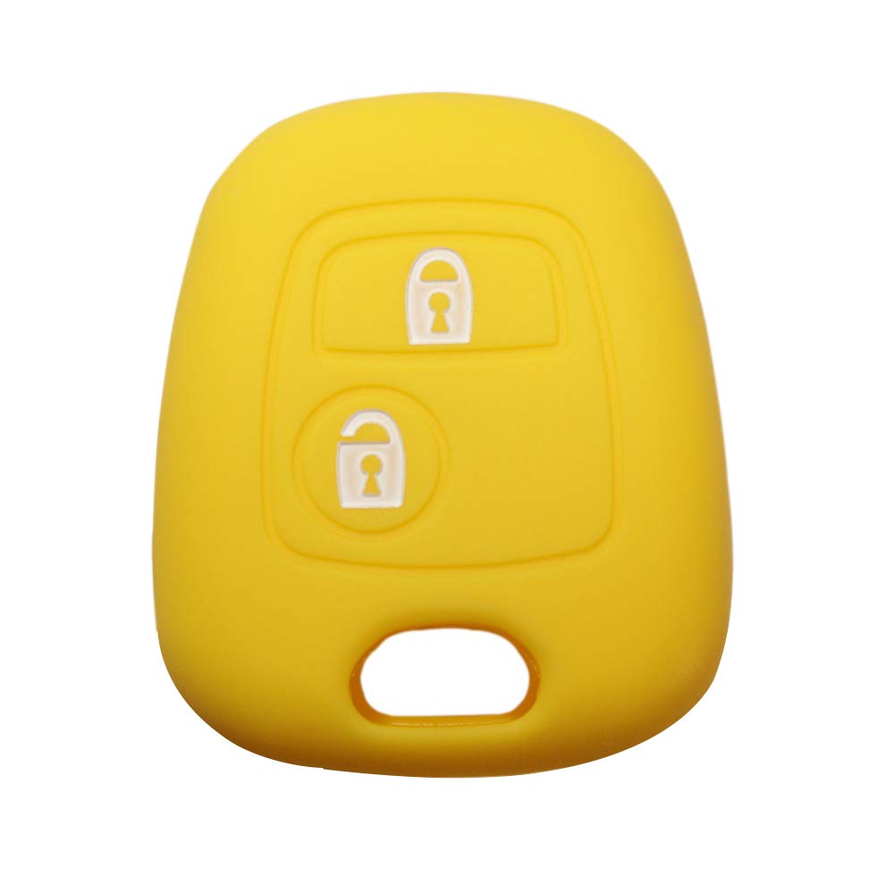YLC Silicone Car Key Protection Case/Car Key Cover/Fob Holder/Cover Skin Jacket for Peugeot & Citroen 2 Buttons Remote Car Key(Yellow)