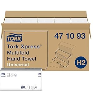 Tork Xpress multifold papieren handdoeken 471093 – H2 universele vouwhanddoeken – meervoudig gevouwen, 1-laags, wit – 12…
