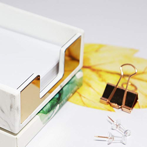 MultiBey Staples Removers Puller Tool Gold Steel Jaws & Desktop Set Self Stick Note Holders Office Stationery Desk Accessories Set,Marble Texture with Gold - Thumbnail 2