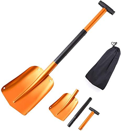Notokoon スコップ 雪かき 折りたたみ 軽量 シャベル 雪 ショベル 除雪 アルミ スノースコップ 長さ調整可能 最長 cm 泥取り 災害対策 車用雪かきスコップ 専用収納バッグ付き オレンジ