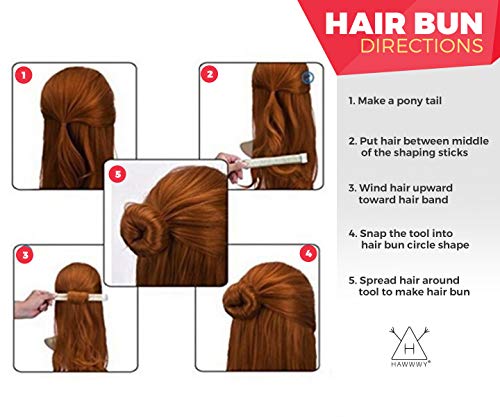 Hawwwy 3 Piece Hair Bun Maker Easy Snap And Roll Bun Hair Tool