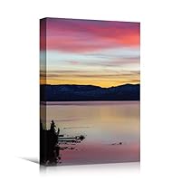 Canvas Wall Art Mountain View Sunset Coastal Multicolor Photography Relax/Calm Romantics Sunset - 12x18 inches