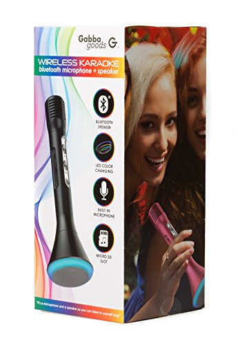Light-up Wireless Bluetooth Portable Karaoke Microphone with built-in Speaker, Handheld Mic for Singing Karaoke. For all Bluetooth enabled iPhones, smartphones, tablets, iPods, and mp3 players- Black