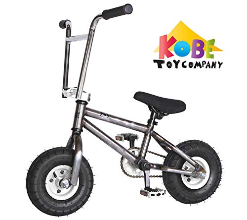 Kobe "Rusty Rat Rod" Mini BMX - Raw + White - Freestyle, Trick, Stunt Bicycle 10" Wheels