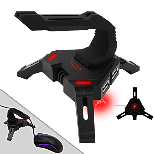 Tilted Nation Gaming Mouse Bungee Cord Holder with 4 Port USB Hub For PC & XBOX Wired Mice Pro