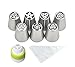 PALOTOP Russian Piping Tips 18 Pcs/SET - 7 Russian Tips +10 Disposable Pastry Bags+1 Tri-color Coupler - 304 Stainless Steel Large Size Icing Tips Set with Online Video Instructions