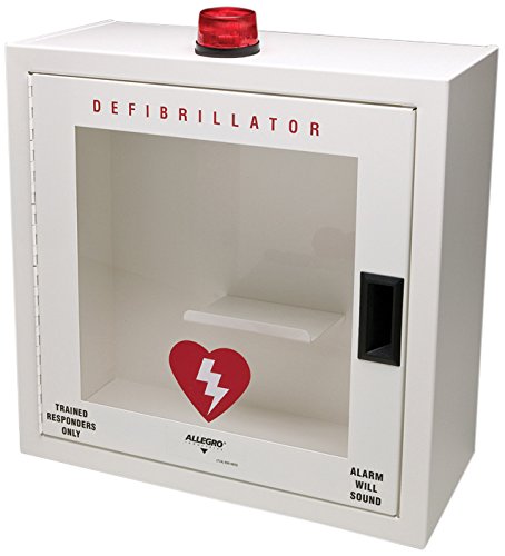 Allegro Industries 4210-S Metal Defibrillator with Alarm and Strobe, Small, White