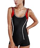 Delimira Women's Plus Size Athletic Sport One Piece Boy-Leg Swimsuits