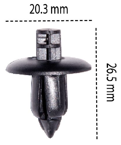 Yana Shiki 601455 Black Large 20.3mm x 26.5mm Fastener/Push Pin for Plastic Body Fairings, (Pack of 10)