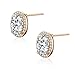 SBLING 18K Rose Gold Plated AAAA Cubic Zirconia Oval Halo Stud Earrings (1.90 cttw; White Clear)