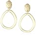 Anne Klein Gold Tone Pave Drop Hoop Clip-on Earrings