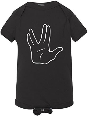 Baby Creeper Vulcan Hand Live Long Prosper Creeper - Soft-style High Quality Garment Black (12 Months)