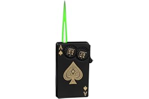 HONHAHEI Jet Torch Lighter, Refillable Butane Playing Card Lighter, Exquisite Packaging, Windproof Lighters, Cool Lighter for Men, Candle, Camping, Birthday. (Butane Not Included) (1, Black Ace-NO LED)