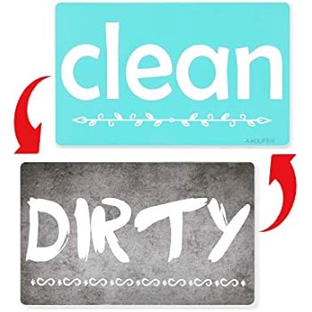 Dishwasher Magnet Clean Dirty Sign - Dishwasher Sign Waterproof and Double Sided Flip with Bonus Metal Plate,Reversible Indicator Works for Dishwasher by A AULIFE