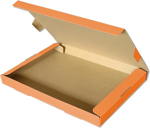 静和マテリアル ダンボール箱 浅型 A4 書類 60サイズ内（ネコポス メルカリ クリックポスト ゆうパケット 定形外郵便 ） 最大 3cm 発送箱 梱包資材 オレンジ 10枚パック NKHD-OR10