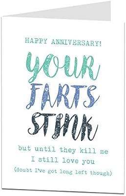 Anniversary Card Perfect For Wedding 1st Boyfriends Husband Girlfriend Or Wife Rude Your Farts Stink Design Amazon Ca Office Products