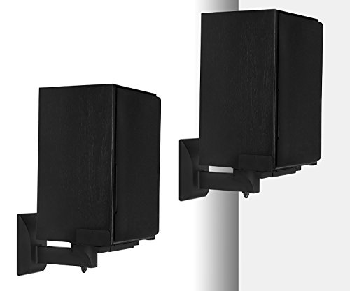Mount-It! Speaker Wall Mounts, Pair - Universal Side Clamping Brackets, 55 Lbs Capacity, Tilts & Swivels, Black