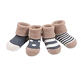 Elufly Unisex Cotton Warm Baby Socks 6-12 Months Oddler Socks Basic Cuff Designer Socks 4 Pairs
