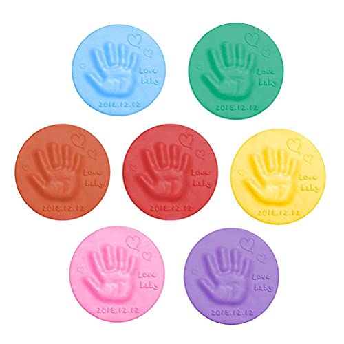 DIY Hand Foot Inkpad Handprint Footprint Fingerprint 7 Colors Soft Clay Fluffy Foam Supplies Antistress Children Toys for Children Newborn Baby Growth Record (7pcs)