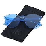 LKEYE-Fashion Party Rimless Sunglasses Transparent Candy Color Eyewear LK1737 Blue Frame