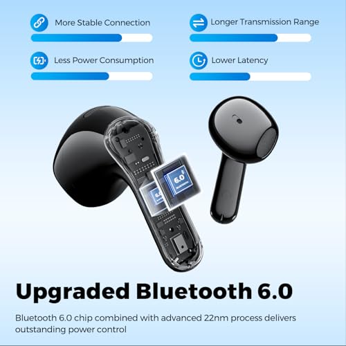 SOUNDPEATS Air6 HS BT 6.0 Wireless Earbuds, Semi-in-Ear Headphones with 13mm Triple-Magnet Bio-Composite Driver, LDAC Lossless & Hi-Res Audio, 45H Playtime, 4-Mic Noise Cancelling, IPX5