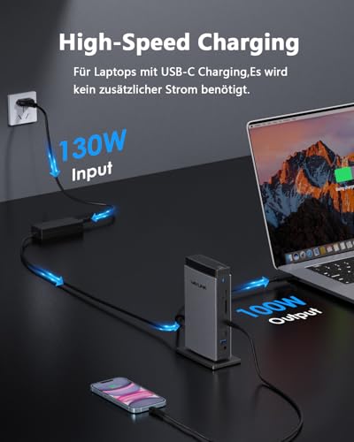 WAVLINK Displaylink Docking Station Triple Display 4K+Dual 2K, 3HDMI, 2DP | 5 USB C/A ports, 100W charging power, Ethernet, audio, compatible with Windows/Mac MacBook Neo for M1 M2 M3 M4 M5