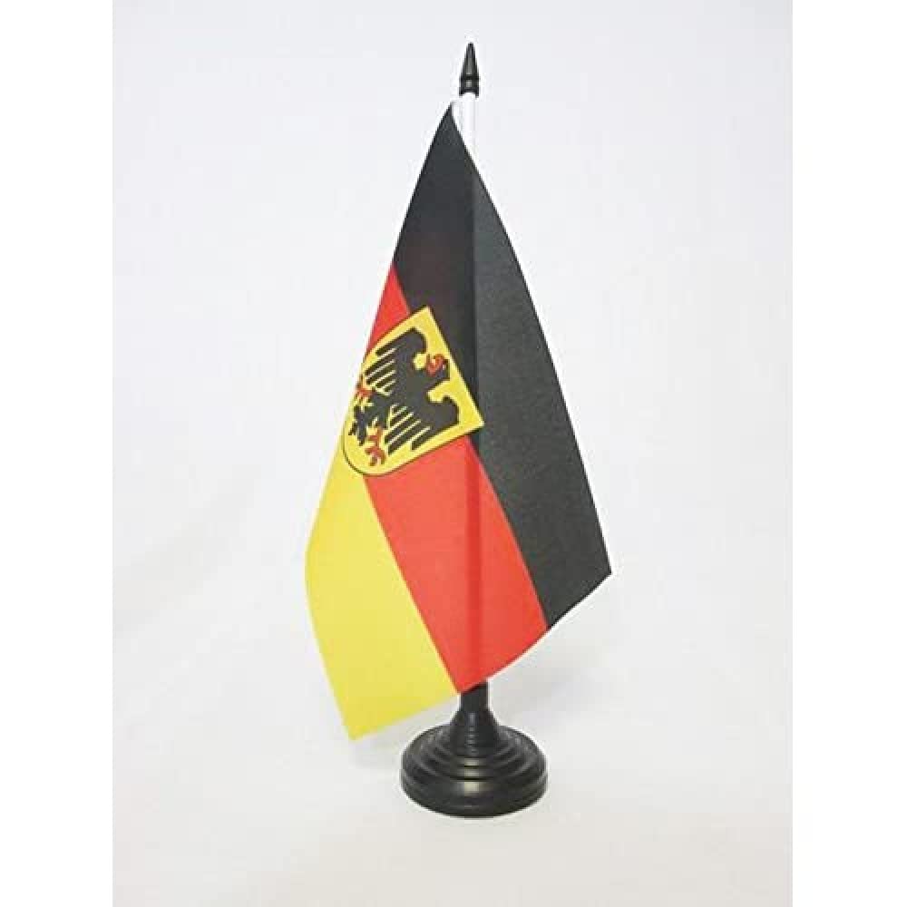 AZ FLAG Germany with eagle Table Flag 5'' x 8'' - German coat of arms Office Decoration 100% Polyester 21 x 14 cm - Mini Desk Flag with Pole and Black Plastic Base