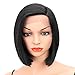 Eliza Short Bob Wigs L Part Lace Front Wigs with Baby Hair Heat Resistant Synthetic Wigs For Black Women Half Hand Tied 130% Density Ombre Blonde Wigs with Dark Roots (Natural black)