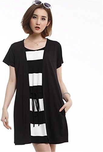 Unimommy Maternity Pregnant Women Breastfeeding Nursing Stripe Tops Dress Black L