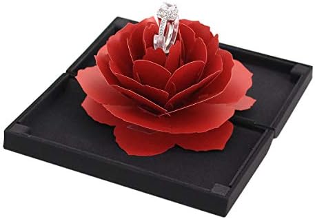 Rosee Box Rose Engagement Ring Box Jewelry Case Gift Box for Wedding Proposal(Black)