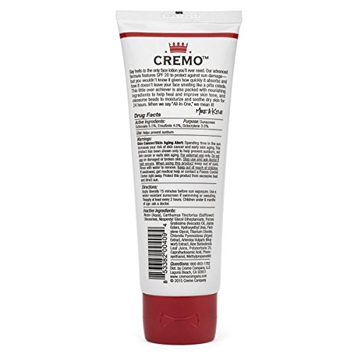 Cremo AllInOne NonGreasy Face Lotion, SPF 20 Sunscreen, Moisturizer