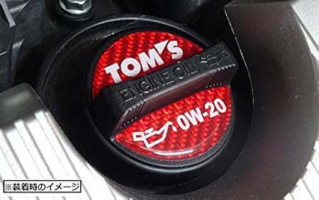 Amazon Tom S トムス オイル フィラーキャップ ガーニッシュ レッド 赤 カーボン調 0w ステッカー 貼付 オイルフィラーキャップ 車 バイク