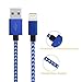 Frieso 3pcs 3FT 6FT 10FT Nylon Braided Charging Cable for iPhone 7, 7 plus, 6s 6 Plus 5s 5c 5,iPhone SE, iPad Pro, Air 2, iPad mini 4 3 2, iPod touch 5th gen / 6th gen / nano 7th gen (Blue white)