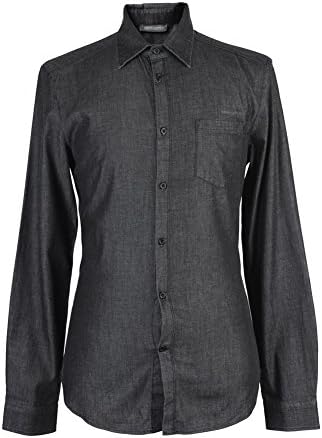 Ermanno Scervino "Camica Black Denim Button Down Shirt US S EU 48