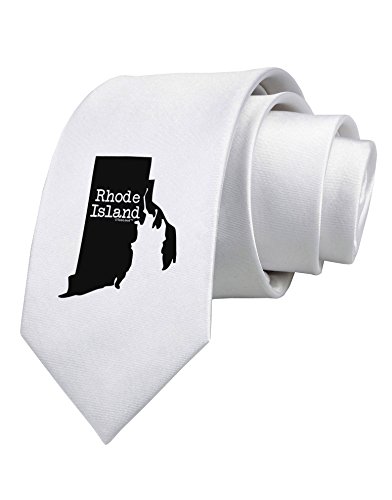 TooLoud Rhode Island - United States Shape Printed White Neck Tie