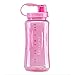 Newweic 68 oz Water Bottle with Straw Wide Mouth BPA-Free Clear Plastic Reusable Water Bottle- Spill Proof - Gym Drinking Bottles with Chug Lid, Handle and Strap for Sports Camping Yoga (2L, Pink)