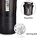 BOTTLED JOY Protein Shaker Bottle 20 oz BPA Free Sports Water Bottle 600ml Gym Water Bottle with Storage for Quick Easy Nutrition Supplement (Black, 600ml)