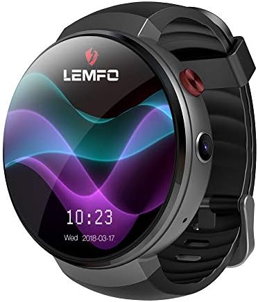 LEMFO LEM7 Bluetooth Smart Watch, 1GB + 16GB Android 7.0 Wearable Devices GPS WiFi Fitness Tracker Nano Sim Unlocked 4G Phone Mate with 700mAh Backup Charger for Android iOS (Black)
