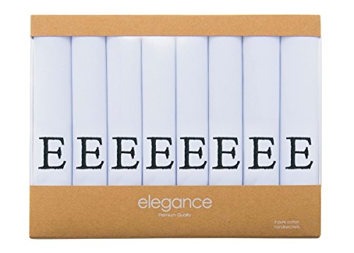 8 Pc Pure Cotton Initial Monogrammed Men's Handkerchiefs Hanky Gift Set