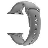 HUANLONG 38mm Soft Silicone Sport Style Replacement Band Iwatch Strap for Apple Wrist Watch Series 1 Series 2 Series 3 (Fog 38mm S/M)