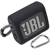 co2CREA Silicone Cover Replacement for JBL GO3 Go 3 Eco Waterproof Ultra Portable Bluetooth Speaker (Silicone Black Case)