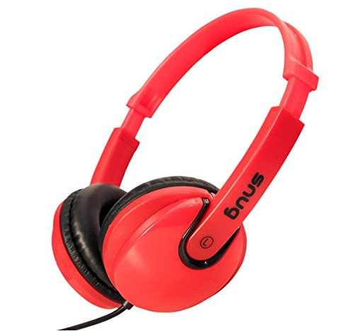 Snug Plug n Play Kids Headphones for Children DJ Style (Red)