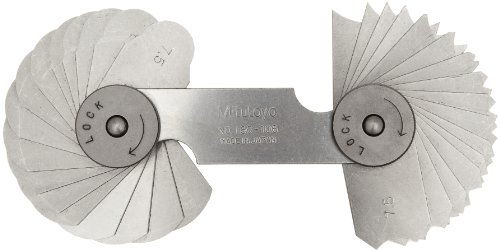 UPC 603908057284, Mitutoyo 186-106, Radius Gage Set, 32 Pairs of Leaves, 7.5mm to 15mm by 0.5mm