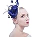 Felizhouse Fascinator Hats for Women Ladies Feather Cocktail Party Hats Bridal Headpieces Kentucky Derby Ascot Fascinator Headband (Blue)