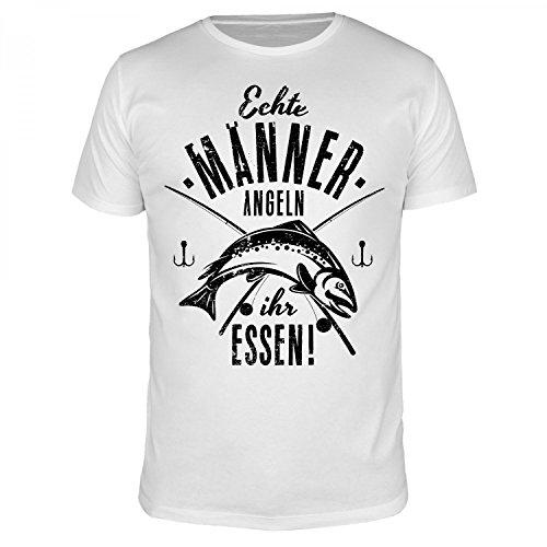 FABTEE Echte Männer Angeln Essen - Herren Fun T-Shirt | Plus Gratis Aufkleber | Als Geschenk zu Weihnachten, Geburtstag… – Bild 4