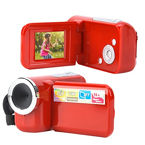 Kids Camera, Toddler Digital DV Camera with 2inch HD Screen, Support 32GB TF Card, Rechargeable 16MP Children Toy Camera as Gift for 3 to 12 Years Old Boys & Girls (Red)