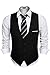 Coofandy Men's V-neck Sleeveless Slim Fit Jacket Casual Suit Vests, Type-01 Black, Large