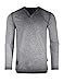 ZIMEGO Mens Long Sleeve Casual Shirt - Vintage V Notch Henley, Charcoal, Large