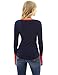 PattyBoutik Women Notch Neck Trim Long Sleeve Sweater (Dark Blue and Tangelo Small)