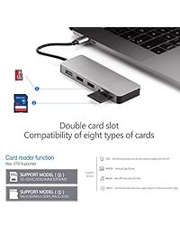 GIKERSY   Adaptador USB C Hub, 7 en 1, de aluminio, 87 W, puerto de carga PD, salida HDMI 4K, 1 puerto USB 3.0 2 USB 2.0, lector de tarjetas MicroSD SD MacBook Pro 13" 15" 2015 2016 2017 más